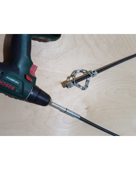 Трос сантехнический для прочистки канализации и вентиляции в ПВХ защите - гибкий вал Ф10мм. х 20 метров с цепной насадкой и переходником на дрель-foto3